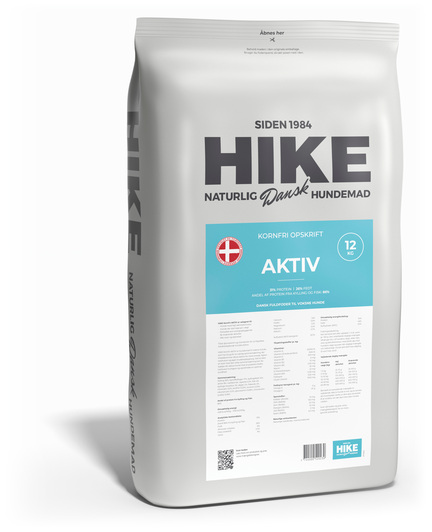 Hike Aktiv 12 kg tørfoder hundefoder til aktive hunde som kræver mere e