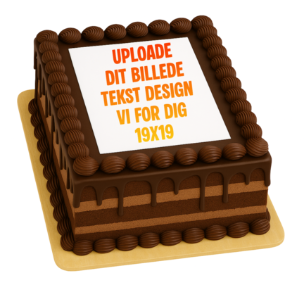 Tortenaufdruck quadratisch 19×19 cm - Bild und Text hochladen, wir gestalten und drucken auf essbarem Papier.