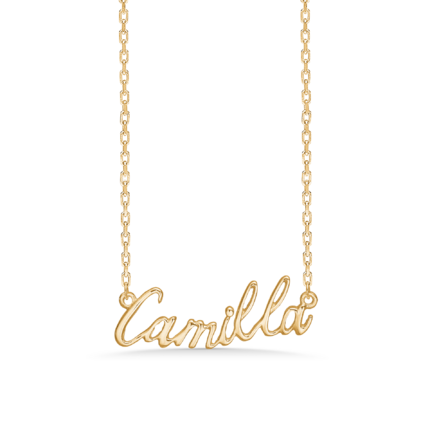Name Tag Necklace Camilla - halskæde med navn - navnehalskæde i forgyldt sterling sølv