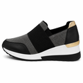 Slip-on sneakers med kilehæl – sort, guld & grå