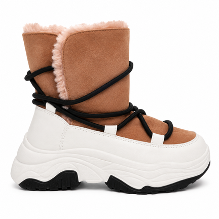 Vinterstøvle med faux fur og chunky sål – dame