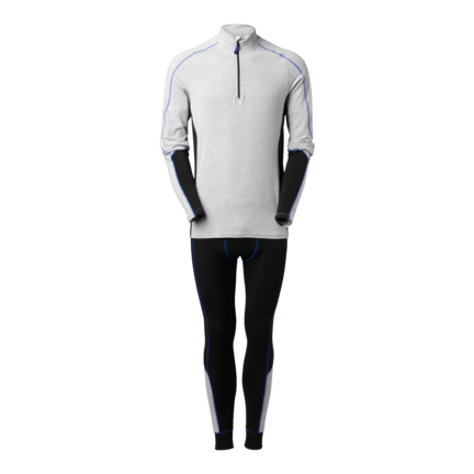 Moderne kontraster i South West Whistler termotøj i sort/grå. Life Wear Bamboo® sikrer fugtregulering. Stilfuld lynlås og tætsiddende komfort, set forfra.