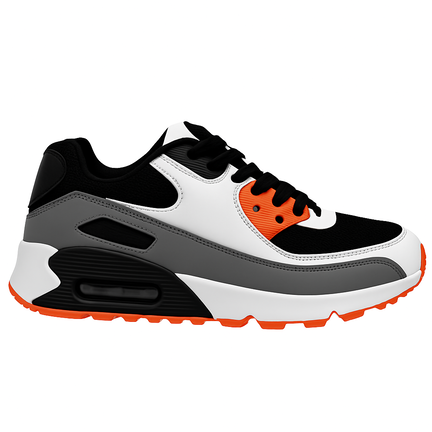 Unisex sneaker i hvid, grå, sort og rød med synlig luftpude og kraftig sål