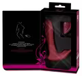 Rød JAVIDA RC Hands-free 3 Function Vibrator med skaft og klitorisstimulator.