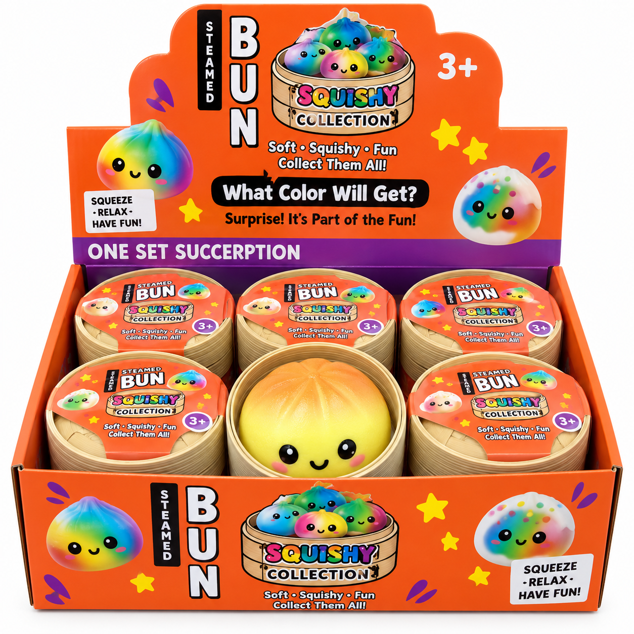 Rainbow Mystery Bun Squishy Sød & Farverig