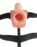 Hul naturtro vibrator med testikler, elastisk justerbar rem og indbygget vibration styret fra testiklen