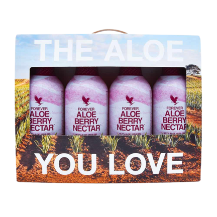 4 stk. Forever Aloe Berry Nectar Aloe vera drik med tranebær og æble