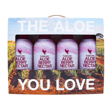 4 stk. Forever Aloe Berry Nectar Aloe vera drik med tranebær og æble