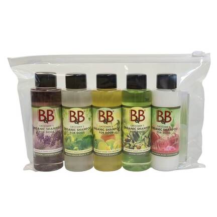 B&B Mini Bag - "De 5 originaler" - En prøvepose med 4x100 ml. shampoo og 1x Rose Balsam.