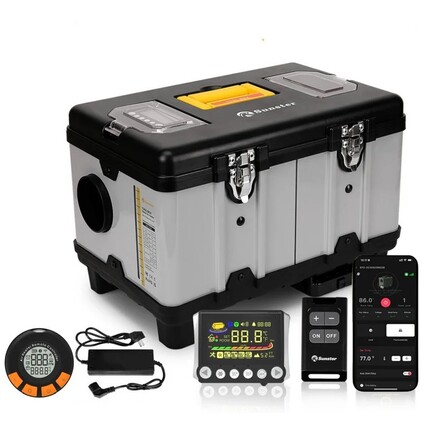 Sunster TB10PRO 8kW dieselfyr toolbox – Bluetooth kinafyr med CO-alarm til båd og autocamper