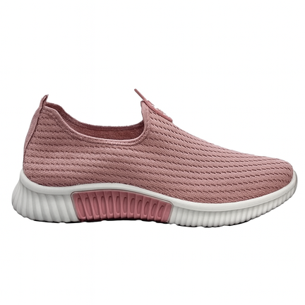 Pink slip-on sneaker med strikket overdel og hvid fleksibel sål
