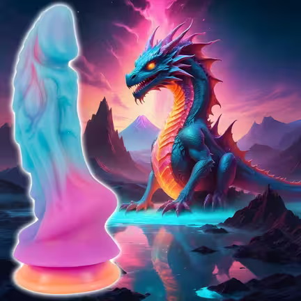 Farverig fantasy dildo 21,5 cm med realistisk struktur og sugekop
