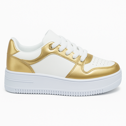 Stilren sneaker med gulddetaljer