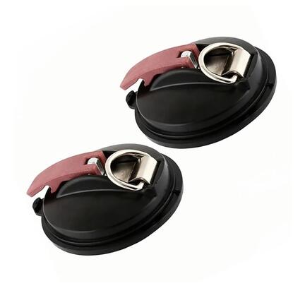 Sæt med to bondage sugekopper med metalringe til fastgørelse på glatte overflader.