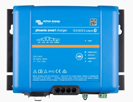 victron phoenix smart ip43 12v 50a 3 udgange batterilader baad camper