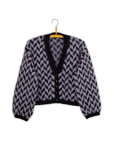 : Billie Jean Jacket fra Popknit – strikket jacquardjakke med V-hals i Isager Jensen Yarn og Bouclé, Isager Archives 2