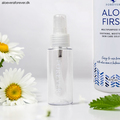 Gennemsigtig minisprayflaske til Aloe First. Rummer 50 ml.