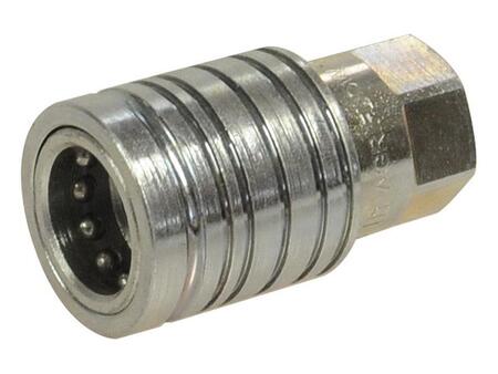 Hydraulik - Lynkobling Hun 1/2'' Krop x 1/2'' BSP Hun Mål: A: 1/2" B: 66.1 mm. D: Ø38mm. Gevind Hun: 1/2" Gevindtype: BSP Krop tommer: 1/2 Krop: Hun Længde: 66.1mm Materiale: Kulstofstål Max. arbejdstryk (Bar): 160 OEM ref. PARKER HANNIFIN 4250-29-B