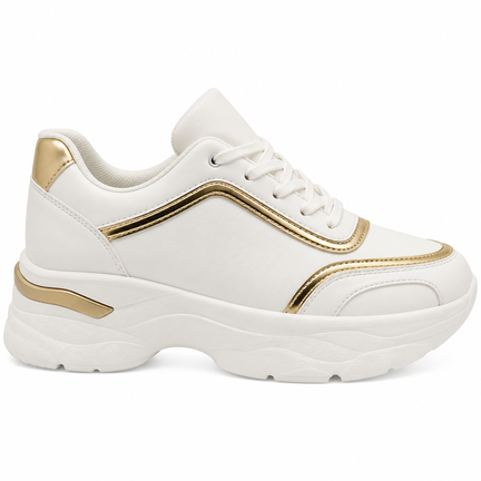 Chunky hvid sneaker med gyldne detaljer