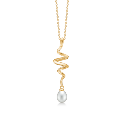SWIRL W. PEARL pendant in 14 karat gold | Danish design by Mads Z