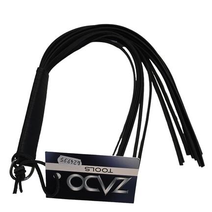 Zado Tools Flogger 42 cm – sort flogger med fladt håndtag og bløde remme til sanseleg og spanking.