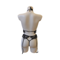 Sort blonde lingerie sæt med høj hals og detaljer foran og bagpå