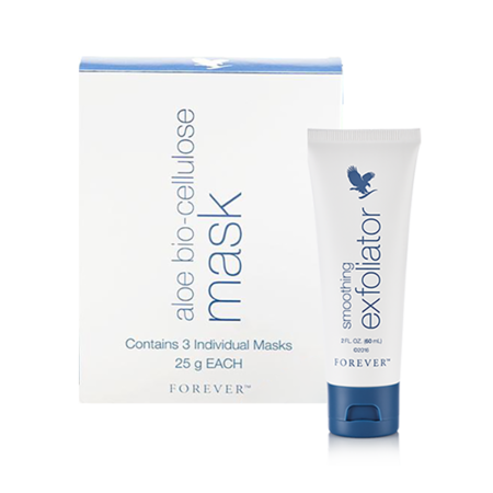 Beauty Glow Kit - smoothing exfoliator og aloe bio-cellulose mask