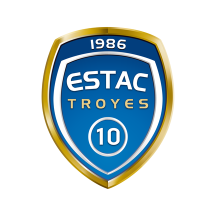 ESTAC Troyes klublogo på hvid baggrund til rundt sukkerprint og kageprint Ø2–28 cm