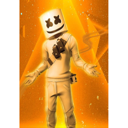 Fortnite sukkerprint A3 med Marshmello på orange baggrund