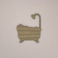 Elegant badekar-piktogram: Laserudskåret i 4 mm ege- eller valnøddefineret MDF, mål 10 x 8 cm. Tilføj stil til dit badeværelse med denne smukke og moderne dekoration