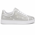 Hvide dame sneakers med rhinsten og platform