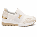 Hvid slip-on damesneaker med monogram og guld – NK