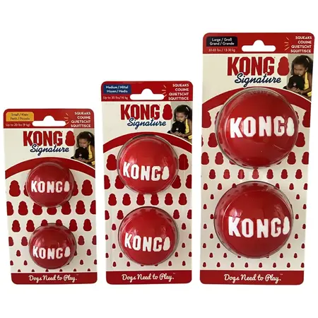 KONG Signature Bolde i Small, Medium og Large – robuste hundebolde i 2-pak
