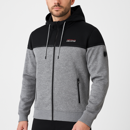 fleecejakke i grå og sort