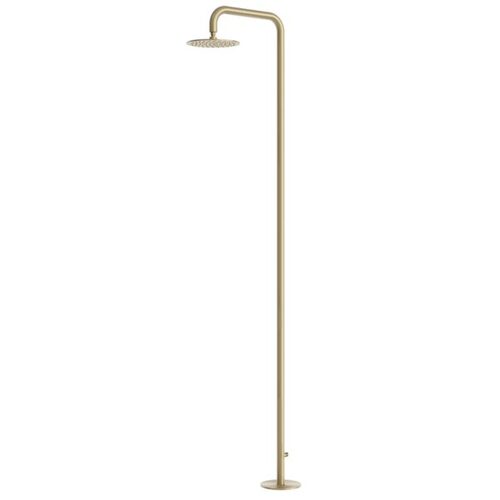 Sined SANTADI ORO Fritstående udendørsbruser i AISI 316L rustfrit stål messing/guld 25 cm brusehoved koldt vand