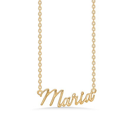 Name Tag Maria is made of 925 pure sterling silver plated with a durable 18 karat gold plating.