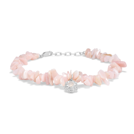 Urchin Elegance stone bracelet made in 925 pure sterling silver with pink zirconia.
