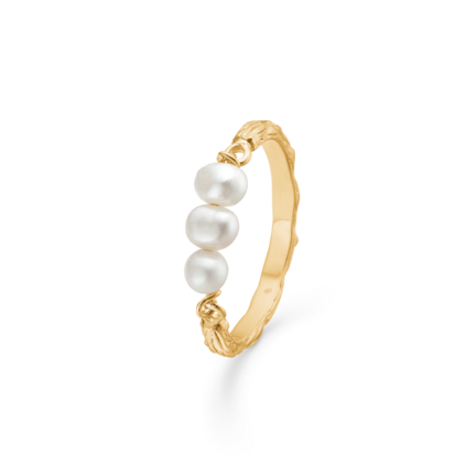 Sea Ring - Gold plated ring with texture and organic cultured pearls