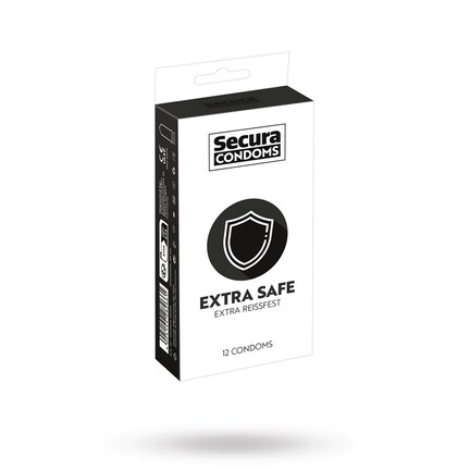 Secura Condoms Extra Safe – ekstra tykt latexkondom med glidecreme, 12 stk