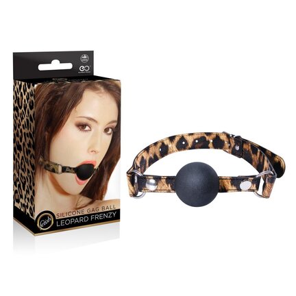 Fetish Silicone Gag Ball Leopard Frenzy – silikone gag ball med justerbare stropper i leopard-design
