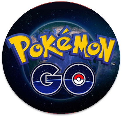 Pokémon GO-inspireret rundt kageprint med gaming logo motiv til børnefødselsdag og temakage