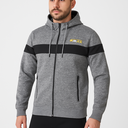 Grå og sort fleecejakke – komfort og funktion i ét