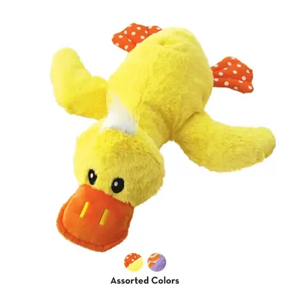 KONG Comfort Jumbo Duck hundebamse gul variant vist med assorterede farver
