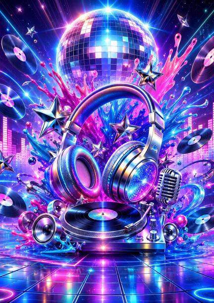 K-pop sukkerprint A4 med neon musikmix til fødselsdagskage
