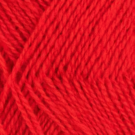 Nøgle Rauma Finull garn i farven 424 Rød – 2-tråds norsk uld, let og fyldigt, velegnet til mønsterstrik.