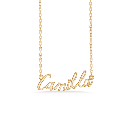 Name Tag Camilla is made of 925 pure sterling silver plated with a durable 18 karat gold plating.