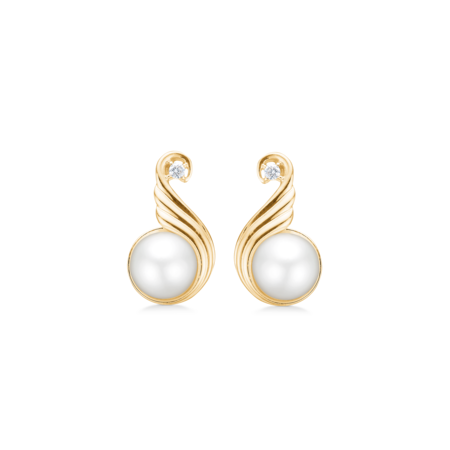 SERAPHINA øreringe i 14 karat guld med kulturperle og 0,036 ct. brillanter W.SI.