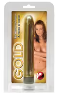 Slank metallic-guld vibrator 17,5 cm i ABS med trinløse vibrationer