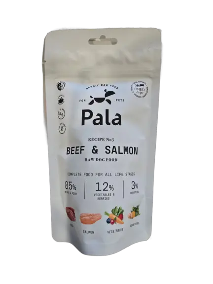 Pala Dry Raw Food Oksekød & Laks 100g lufttørret barf med okse og laks
