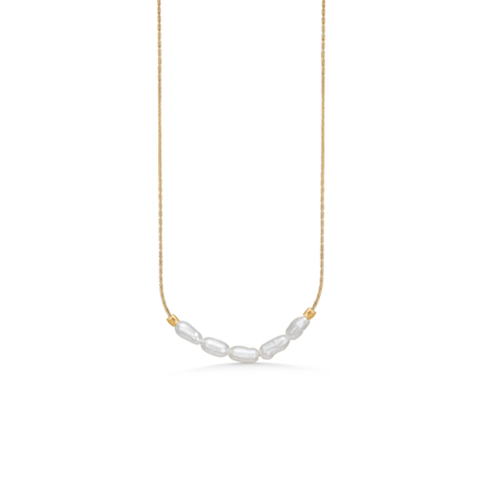 Stream Necklace - Simple feminine necklace with a row of cultured pearls